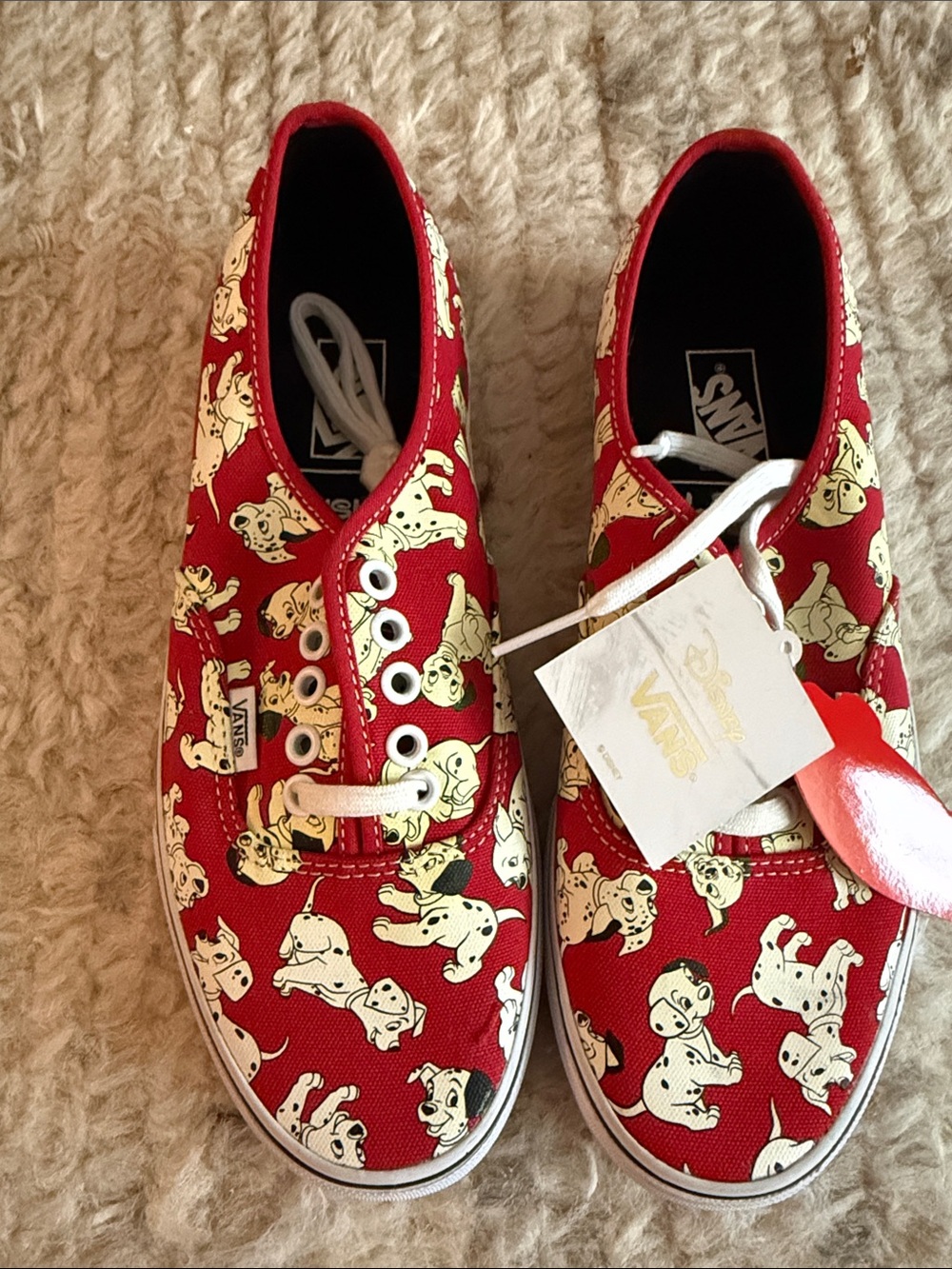 Vans Adult 101 Dalmatians Red Canvas Sneakers (M8, W9.5)